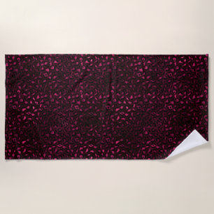 Burgundy and Gold Leopard Series Design 3 Beach Towel