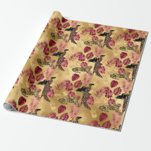 Burgundy and Gold Leopard Series Design 4 Wrapping Paper