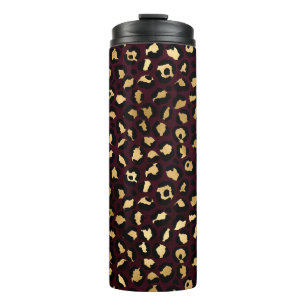 Burgundy and Gold Leopard Series Design 8 Thermal Tumbler