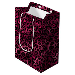 Burgundy and Gold Leopard Series Design 9 Medium Gift Bag