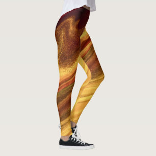 Burgundy and Gold Marble Leggings