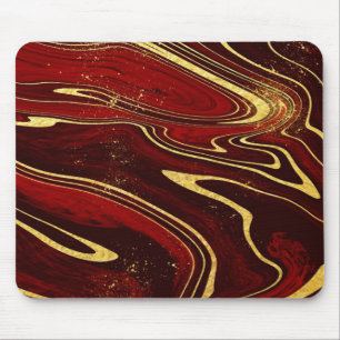 Burgundy and Gold Marble Mouse Mat