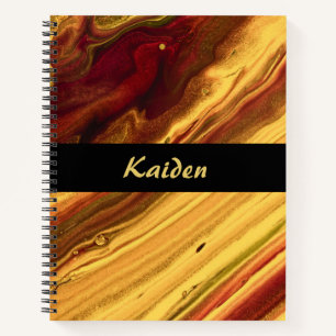 Burgundy and Gold Marble Notebook