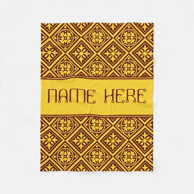 Burgundy And Gold Modern Custom Name Blanket (Front)