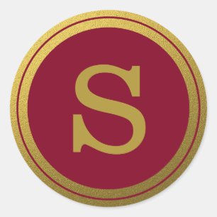 Burgundy And Gold Monogram Initial Envelope Seal