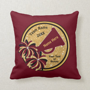 Burgundy and Gold Personalised Cheer Gifts Cushion