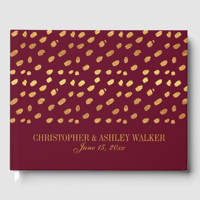 Burgundy and Gold Personalised Wedding Guestbook (Front)