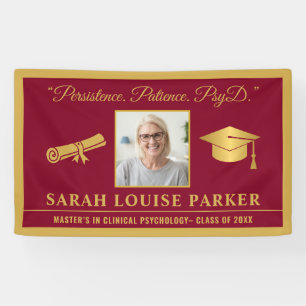 Burgundy  And Gold PsyD Quote Photo Graduation 202 Banner