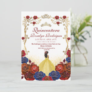 Burgundy and Gold  Quinceanera Beauty & and best Invitation