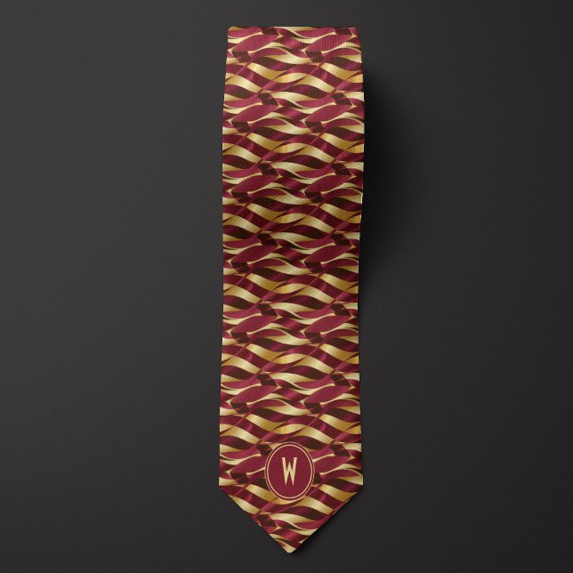 Burgundy and Gold Ribbon Abstract Tie (Creator Uploaded)