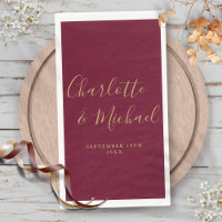 Burgundy and Gold Signature Script Wedding