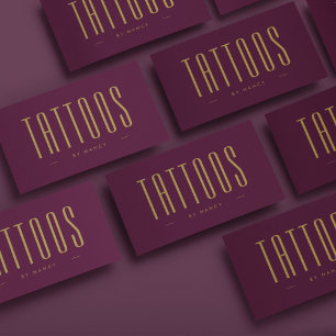Burgundy And Gold Tattoos Minimalist Simple  Business Card