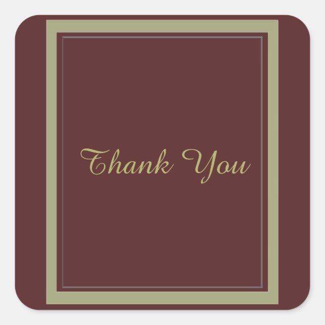 Burgundy and Gold Thank You Square Sticker (Front)