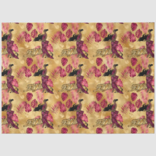 Burgundy and Gold Tiger Series Design 18 Tissue Paper