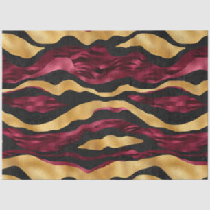 Burgundy and Gold Tiger Series Design 2 Tissue Paper