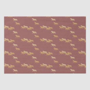 Burgundy and Gold Trotting Horses Pattern Tissue Paper