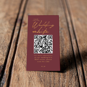 Burgundy and Gold Visit our Wedding Website Enclosure Card