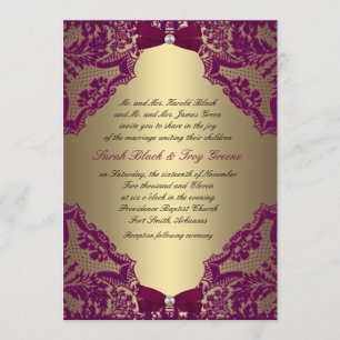 Burgundy and Gold Wedding Invitation
