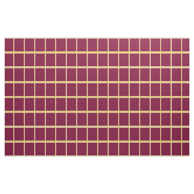 Burgundy and Gold Windowpane Check Fabric (Yard)