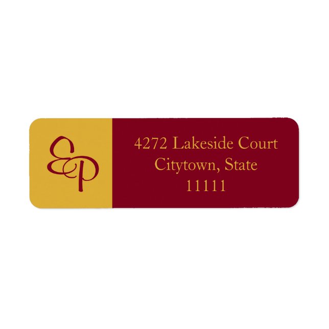 Burgundy and Goldenrod Couple Monogram Label (Front)