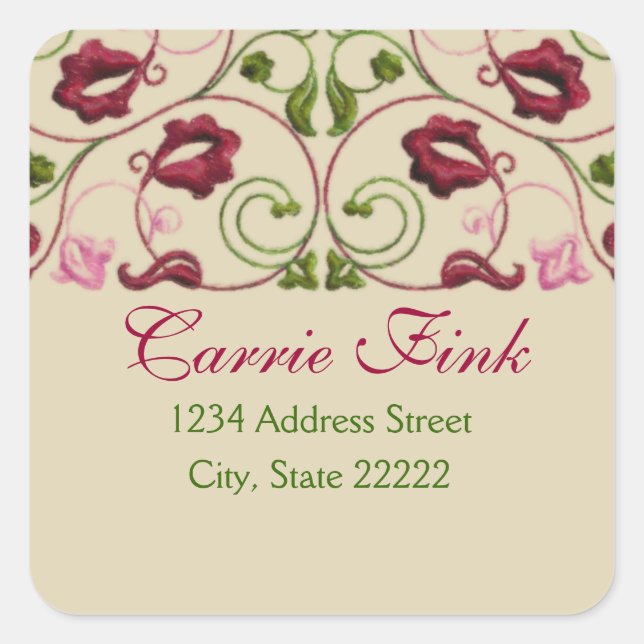 Burgundy and Green Vine Return Address Seal (Front)