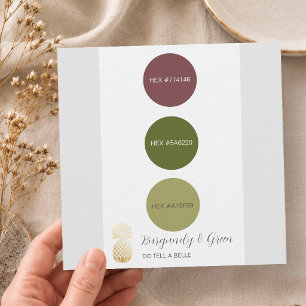 Burgundy and Green Wedding Colour Palette Invitation