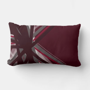 Burgundy and Grey Artistic Abstract Design Lumbar Cushion