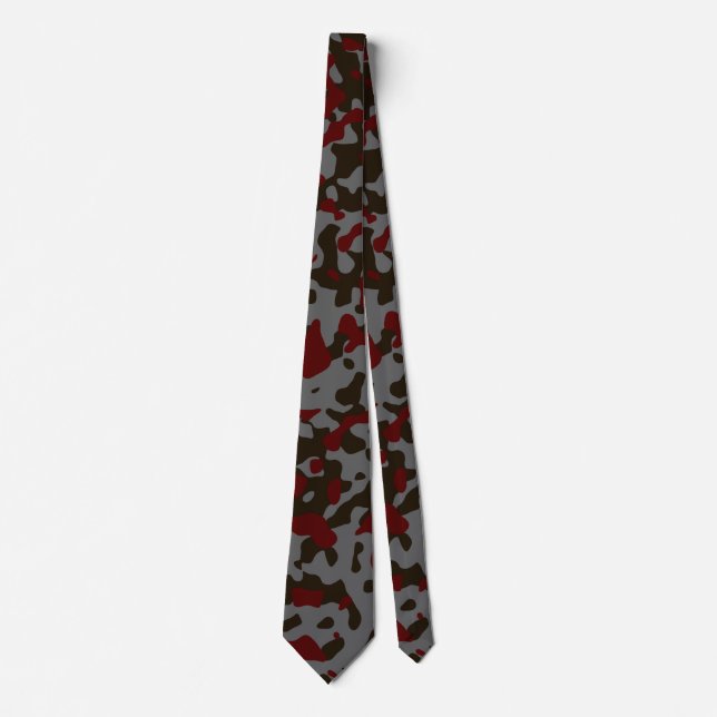 Burgundy and Grey Camouflage in Brown Tie (Front)