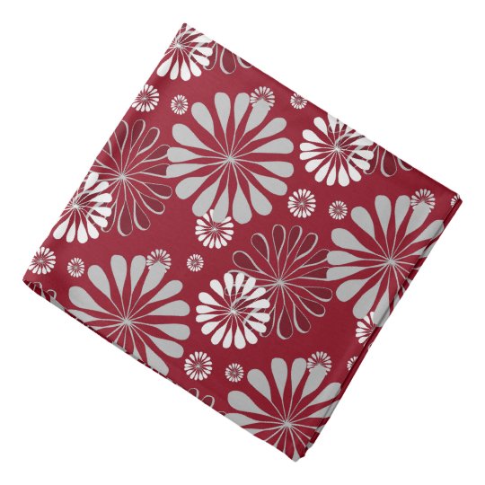 Burgundy and Grey Floral Pattern Bandana | Zazzle.co.uk