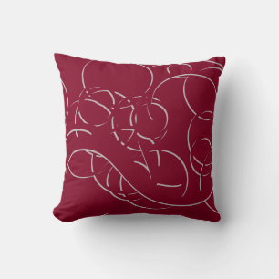 Burgundy and Grey Modern Elegant Abstract Swirls Cushion