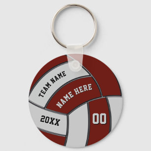 Burgundy and Grey Volleyball Keychains Personalise