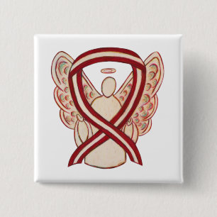 Burgundy and Ivory Ribbon Awareness Angel Pin