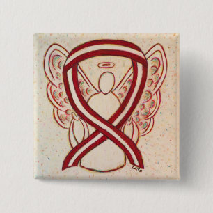 Burgundy and Ivory Ribbon Awareness Angel Pin