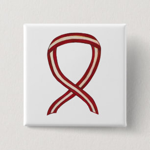 Burgundy and Ivory Ribbon Awareness Custom Pin