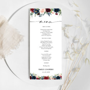 Burgundy and Navy Baby Shower Menu