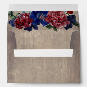 Burgundy and Navy Blue Flowers Rustic Country Envelope