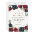 Burgundy and Navy Blue Rustic Wedding Invitations