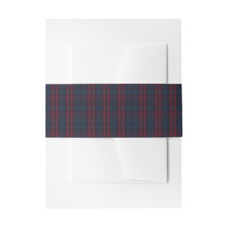 Burgundy and Navy Blue Tartan Plaid Ribbon Invitation Belly Band