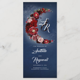 Burgundy and Navy Blue Vintage Wedding Programs Programme