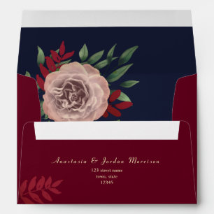 Burgundy and Navy Blue Wedding Envelope
