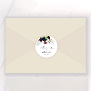 Burgundy and Navy Bridal Shower Classic Round Sticker