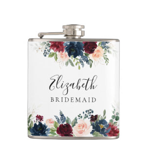 Burgundy and Navy Bridal Shower Flask