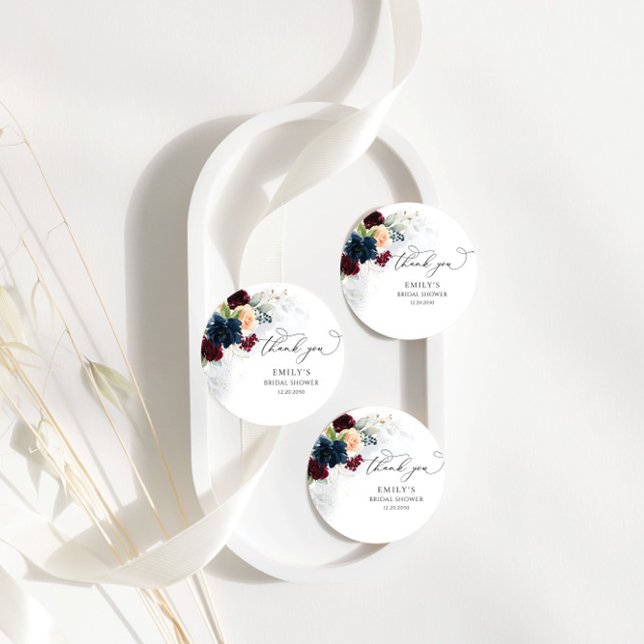 Burgundy and Navy Bridal Shower Gift Tag (Creator Uploaded)