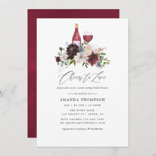 Burgundy and Navy Bridal Shower Wine Tasting Invitation