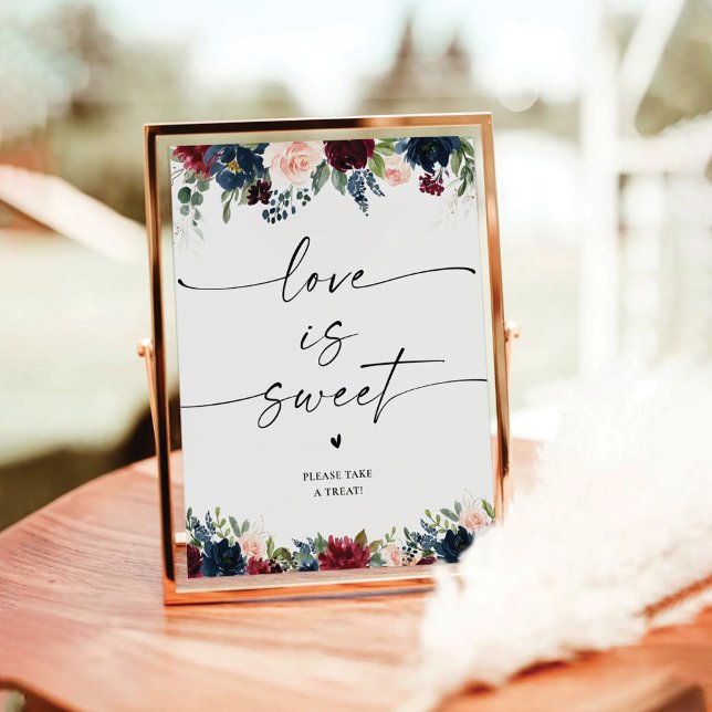 Burgundy and Navy Love Is Sweet Sign (Creator Uploaded)