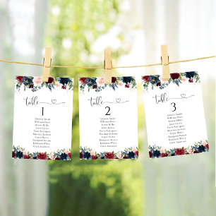Burgundy and Navy Table Seating Chart