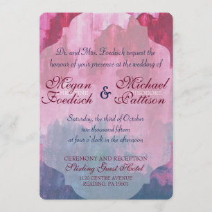 Burgundy and Navy Watercolor Wedding Invitation