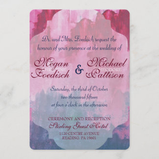 Burgundy and Navy Watercolor Wedding Invitation
