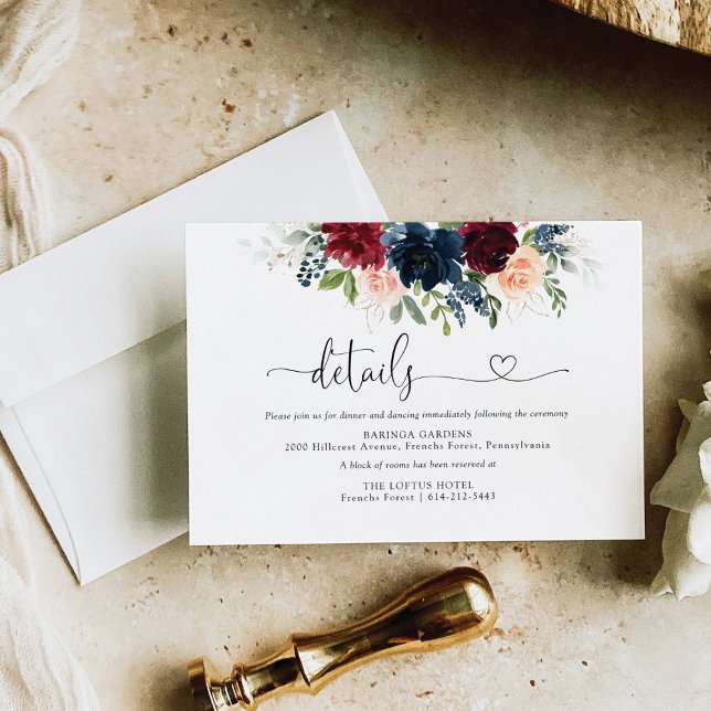 Burgundy and Navy Wedding Card (Creator Uploaded)