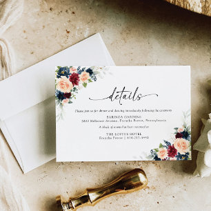 Burgundy and Navy Wedding Ceremony Card